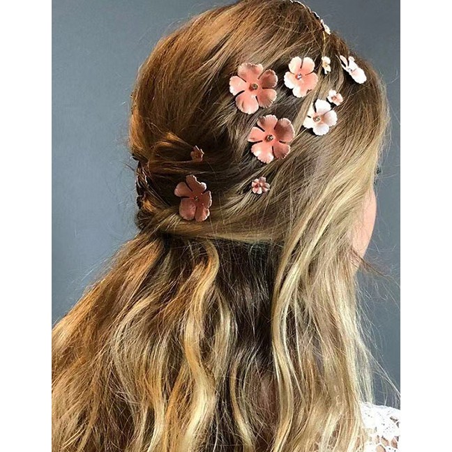 LRC Jepit Rambut Fashion Gold-plated Flower Hair Clip Set D07599