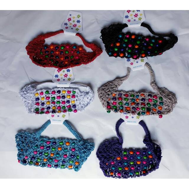 grosir   Bandana bando isi 6 pcs rajut mote warna warni
