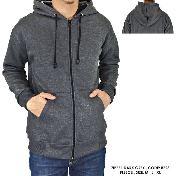 JAKET POLOS SWEATER HOODIE ZIPPER RESLETING ABU COWOK PRIA