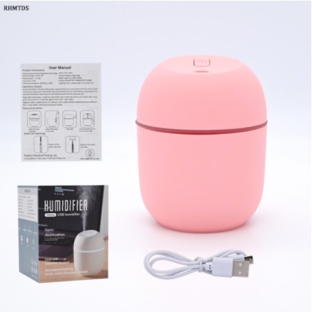 Humidifier Udara Bentuk Telur Purifier Air Diffuser Portable Penjernih Ruang 220ml-PINK