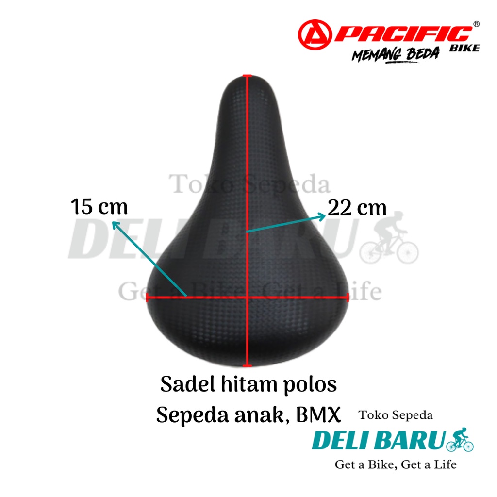 Pacific Sadel BMX hitam polos Jok motif karbon sepeda anak, BMX