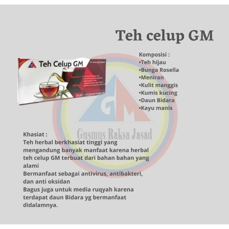 

Teh Celup GM / Herbal GM / Teh GM / Teh Celup GM-Bunga Roselina / herbal ruqiyah