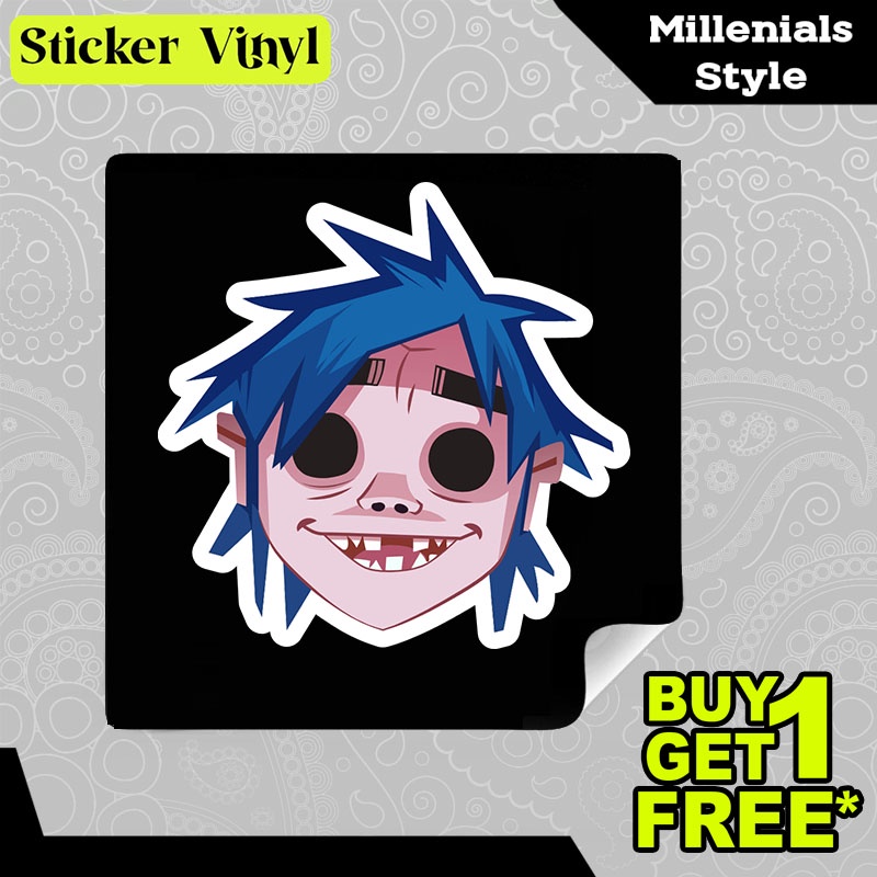 

Stiker Sticker Gorillaz 2-D Head Karakter Lucu dan Unik Aesthetic Bahan Vinyl Satuan Anti Air