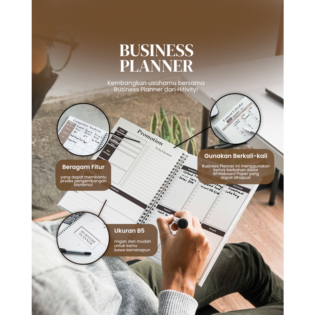 Buku Catatan Business planner Bisnis Agenda Erasable Whiteboard paper Note Book