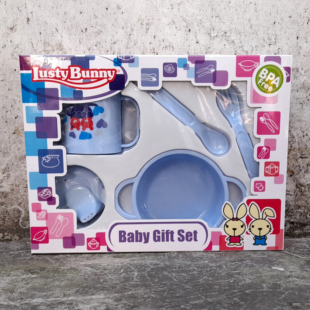 LB 1416 - Feeding Set LUSTY BUNNY BABY GIFT SET Perlengkapan Makan Bayi Gelas Mangkuk Sendok Garpu LB-1411 Kado Bayi Lahir anak Ultah new born  bingkisan giftset sets peralakatan makan baju box eksklusif ibu melahirkan baju celana topi sepatu bayi