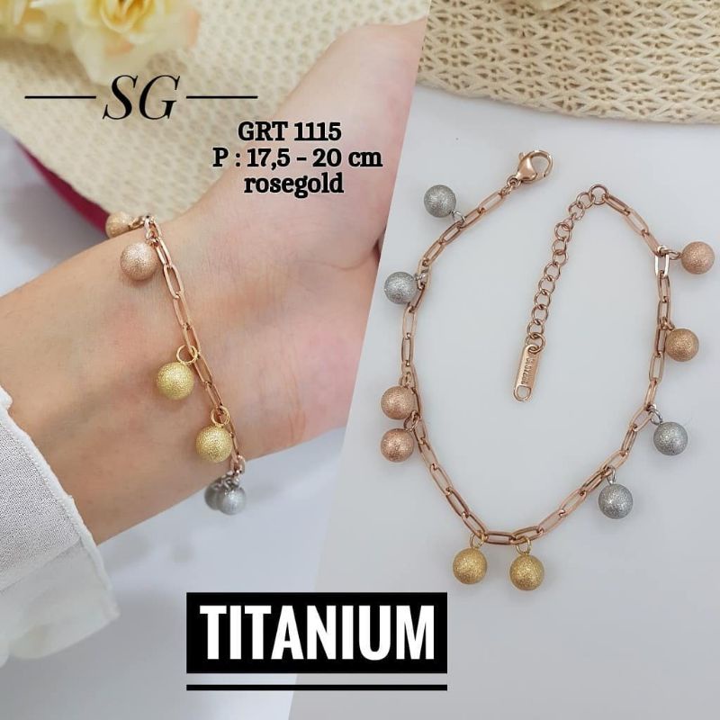 Gelang Titanium Anti Karat Boba Pasir Gelang Tangan Wanita Xupblink Jewelry