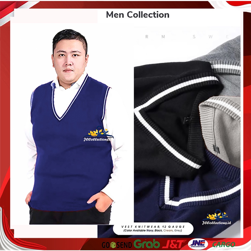 Vest Rompi Pria Rajut Jumbo 3XL Big Size / Rompi Jumbo 3XL List Nathann - JCCollections