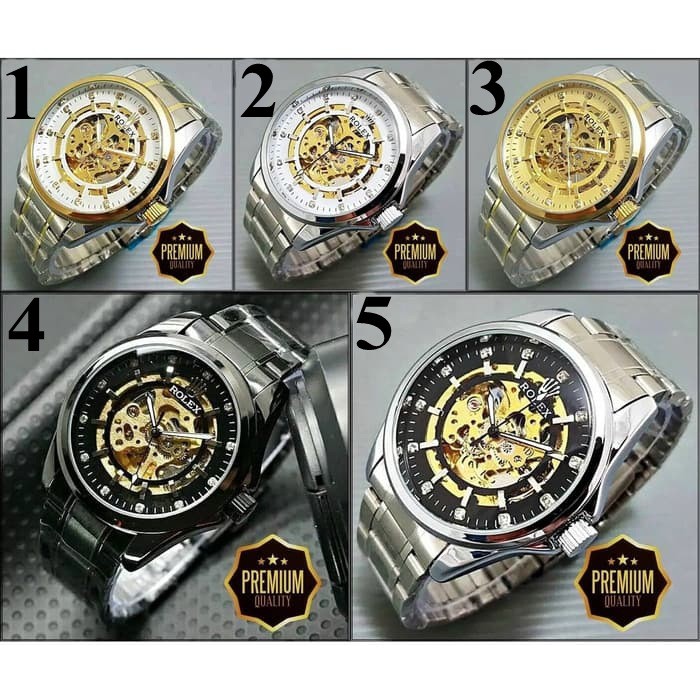 Cr Jam Tangan Pria Wanita Rante Otomatis Rolex Premium Tanpa Baterai Shopee Indonesia