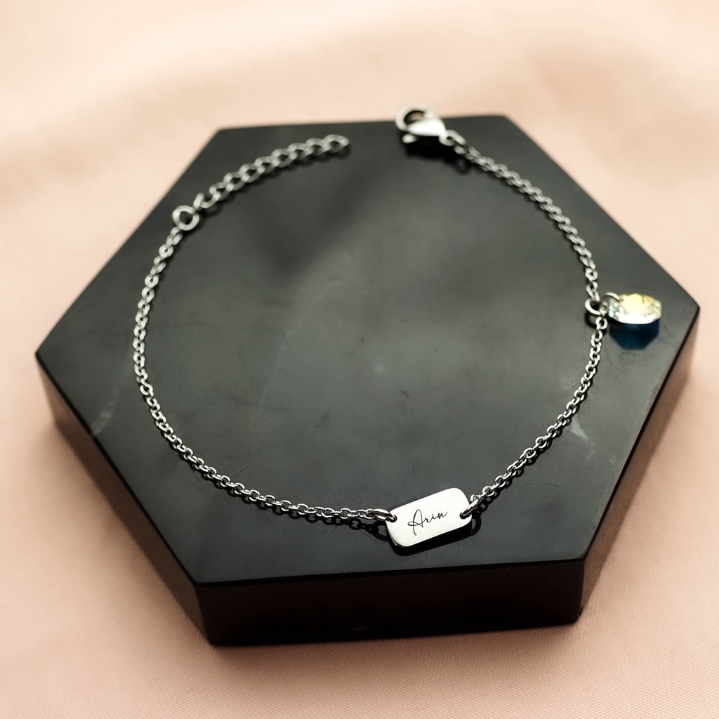 Gelang Rantai Wanita Bella Ukir Nama Bracelet Titanium Anti Karat Mirai Jewelry