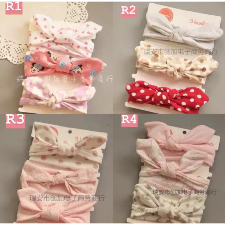 Bando anak perempuan lucu per set beli 3 harga grosir murah motif cantik