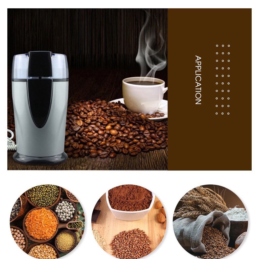 BAYAR DI TEMPAT Penggiling Biji Kopi Elektrik Coffee Bean Grinder Stainless Steel Blades Plug 130W