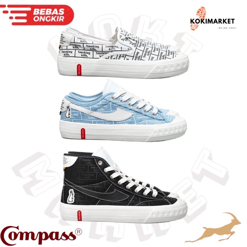 Sepatu Compass x Fxxking Rabbits Low / High / Slip on - Smoking Kills [ORIGINAL]