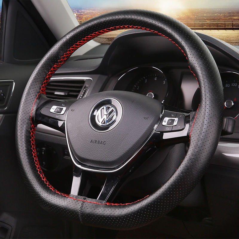 Steering Wheel Soft Auto Car Steering Wheel Cover Dengan Jarum Dan Benang Buatan Kulit Penutup Tekstur Styling Mobil