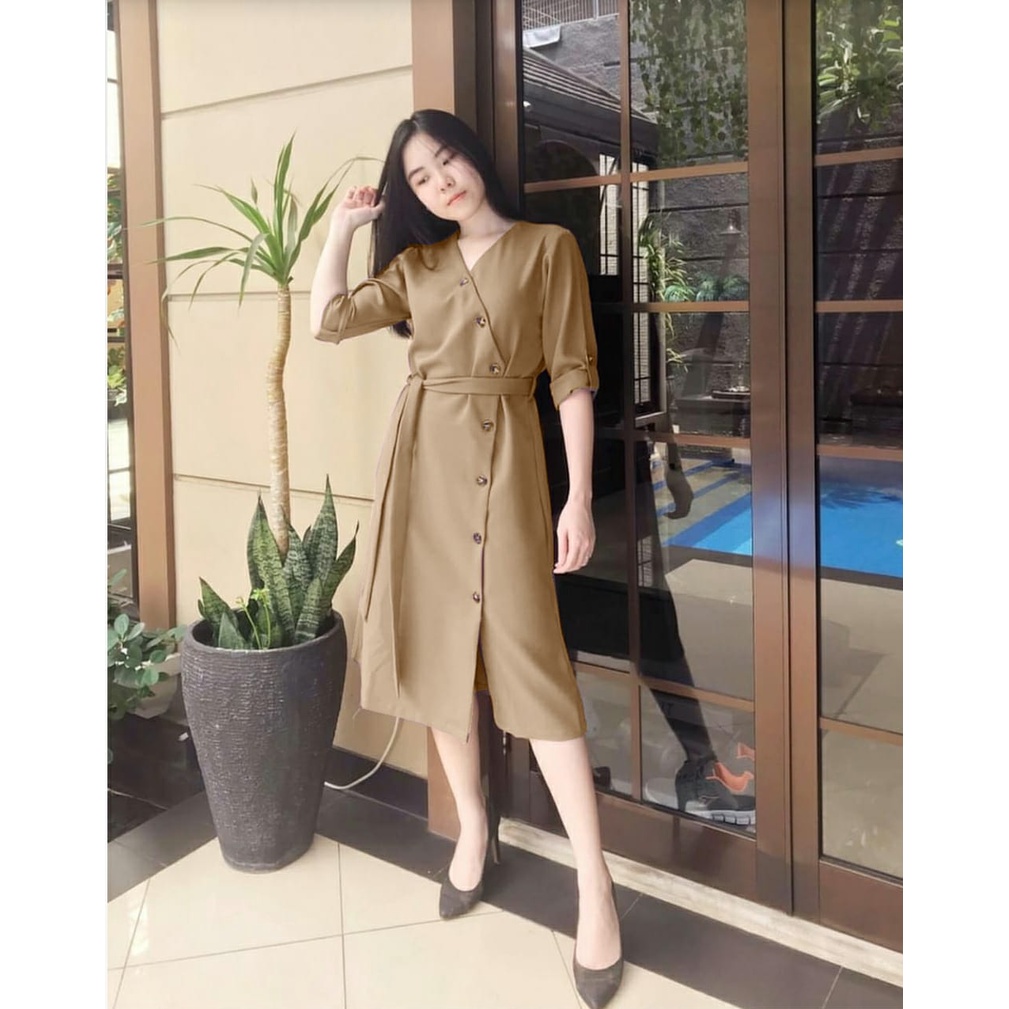 *[NSFK] Dress Ichiko / Dres Terbaru Murah / Baju Dress Korea / Pakaian Wanita Korea / Dress polos