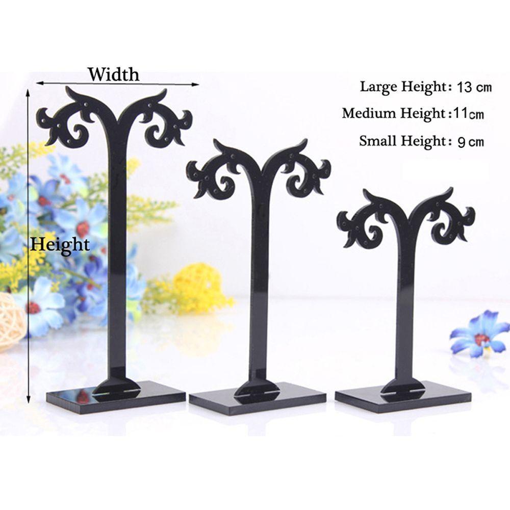 [Elegan] Display Stand Perhiasan Akrilik Hitam Beda Tinggi