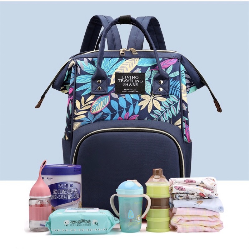 TAS BAYI 6007 - Tas Bayi LTS DAUN Tas Bayi Multifungsi Perlengkapan Popok Diaper Bag Ransel Backpack - H1