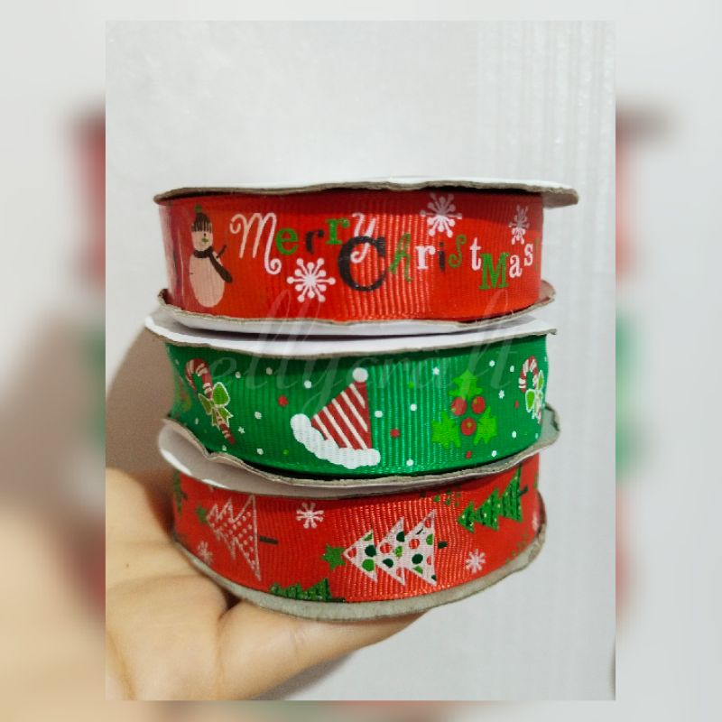 

1roll Pita Grosgrain natal 2cm/Merry Christmas/Pita Kado/Pita Hampers/pita hias