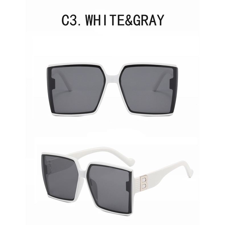 Kacamata Hitam Wanita Model Retro Kotak Frame Besar Motif LOGO B