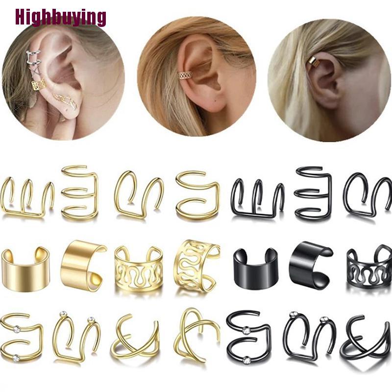 Hbid 12Pcs / Set Anting Klip Tanpa Tindik Bentuk Daun Untuk Wanita