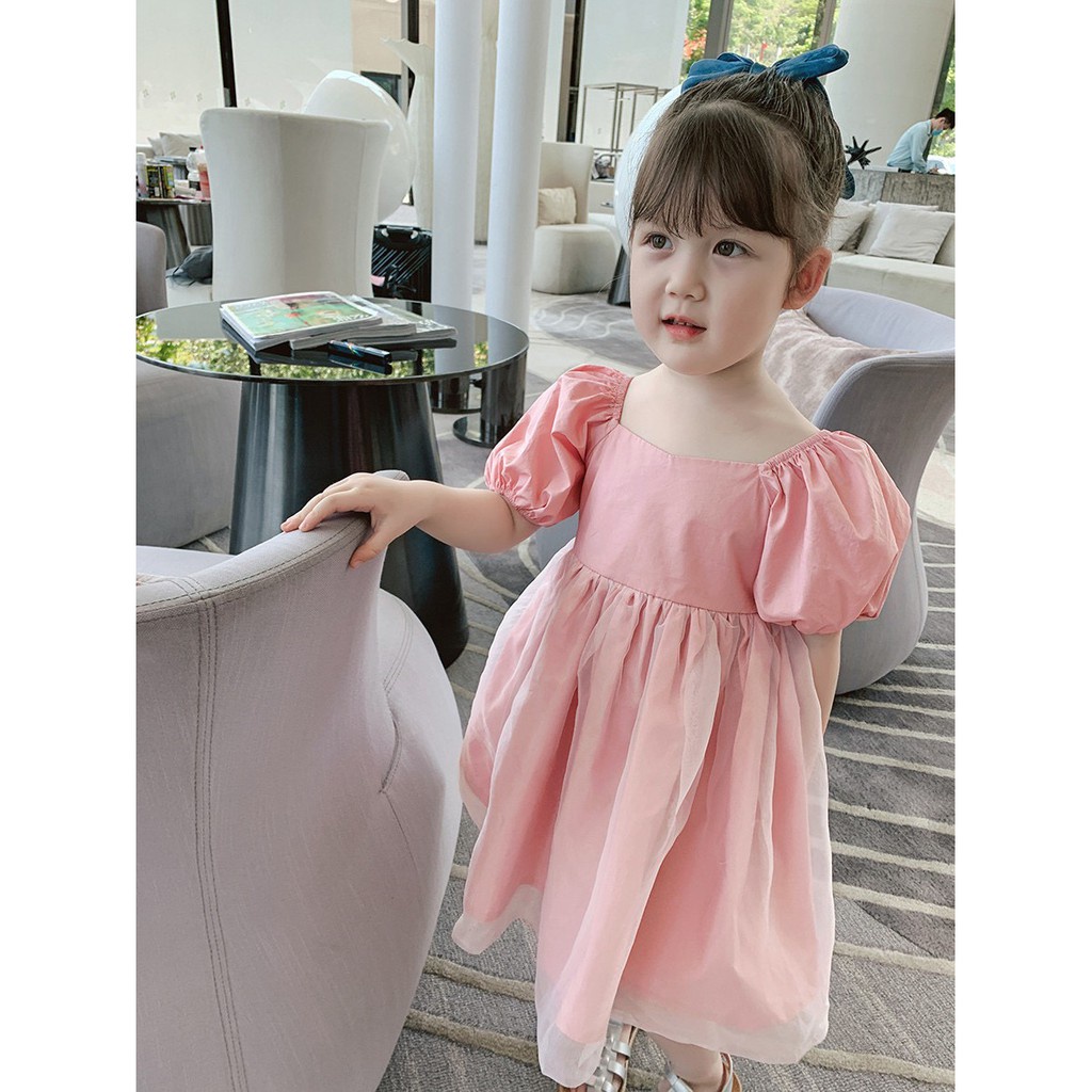 Dress Anak Perempuan  Full Pink Short Sleeve Gaun