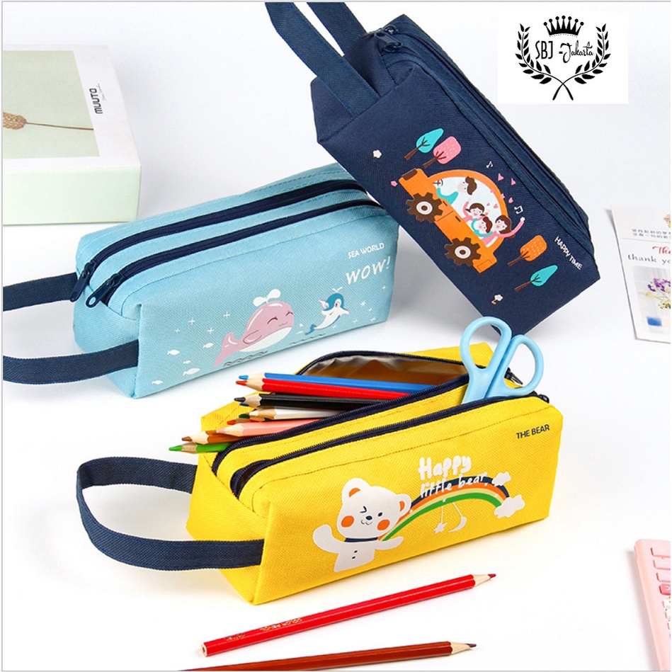 Tempat Pensil Kotak Pensil Multifungsi Softcase SBJ-01 Pencil case