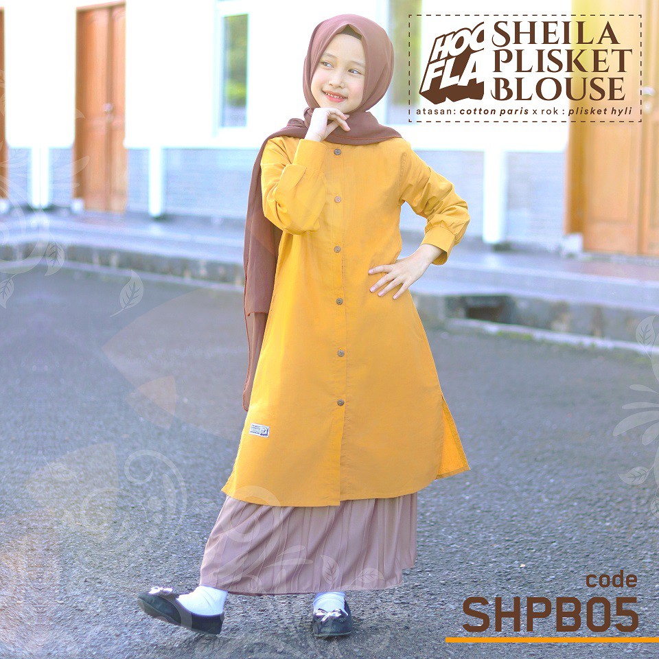 Setelan Rok Plisket Blouse Rok Anak Perempuan Hoofla Kids Baju Blus Anak gamis Cewek Hooflakids
