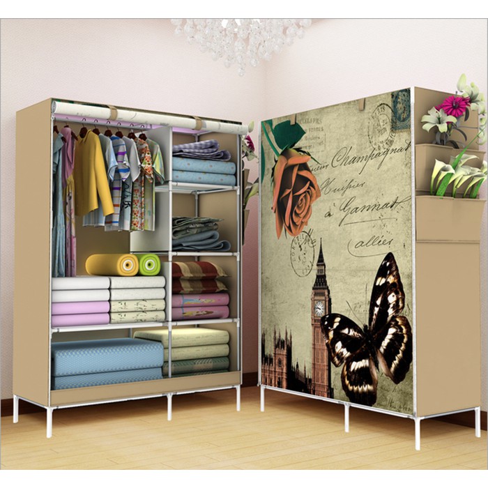 R-07 Multifunction Wardrobe With Cover / Lemari Pakaian Serbaguna Multifungsi Portable