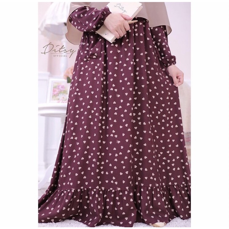 [CLEARANCE SALE] Heart Maroon, Navy & Mocca Nightgown size S Ditsy