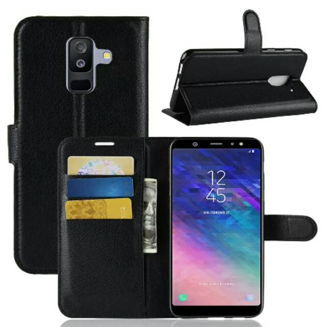 Flip Kulit Samsung A6 2018 / A6+ 2018 Flip Case Wallet Leather Kulit