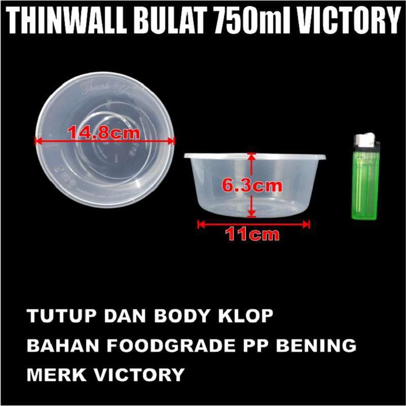 Thinwall 750ml dus 500pcs bowl mangkok 750 ml mangkuk bulat bakso 650 Plastik Murah