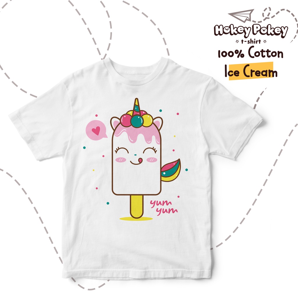 Baju Kaos T Shirt Anak Perempuan Katun Combed Motif Ice Cream