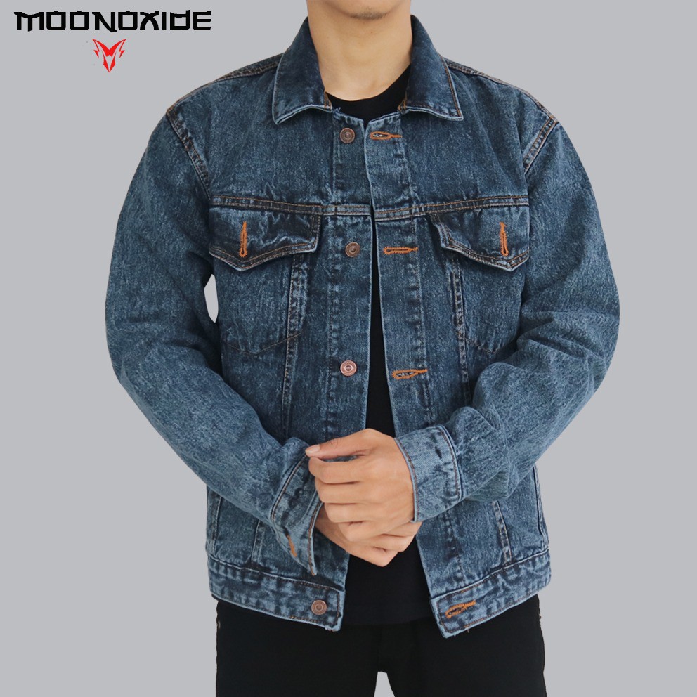 Jaket Jeans Levis Pria  Cowok Model Wash Kerah Laki Laki 