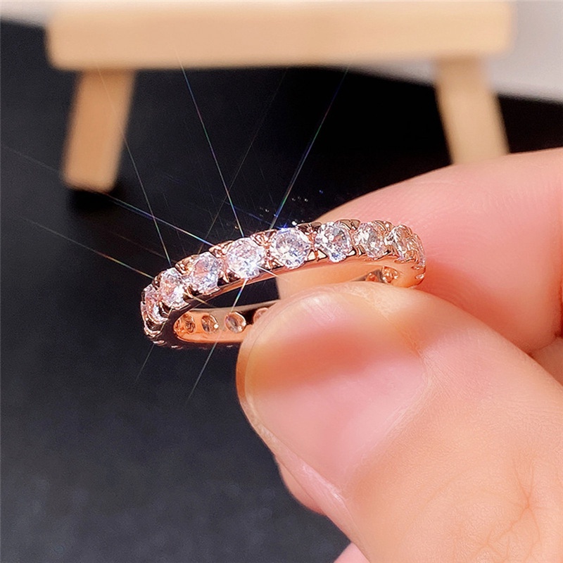 Cincin Batu Cubic Zirconia Bentuk Bulat Untuk Wanita