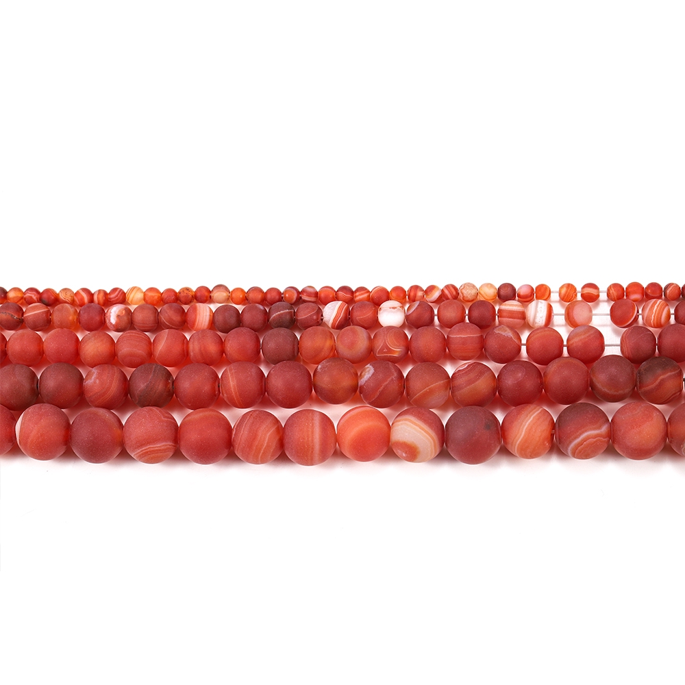 1strand/lot 4 6 8 10 12mm Red Matt Natural Stone Stripe Agates Round Loose Beads For DIY Bracelet Jewelry Makings Supplies