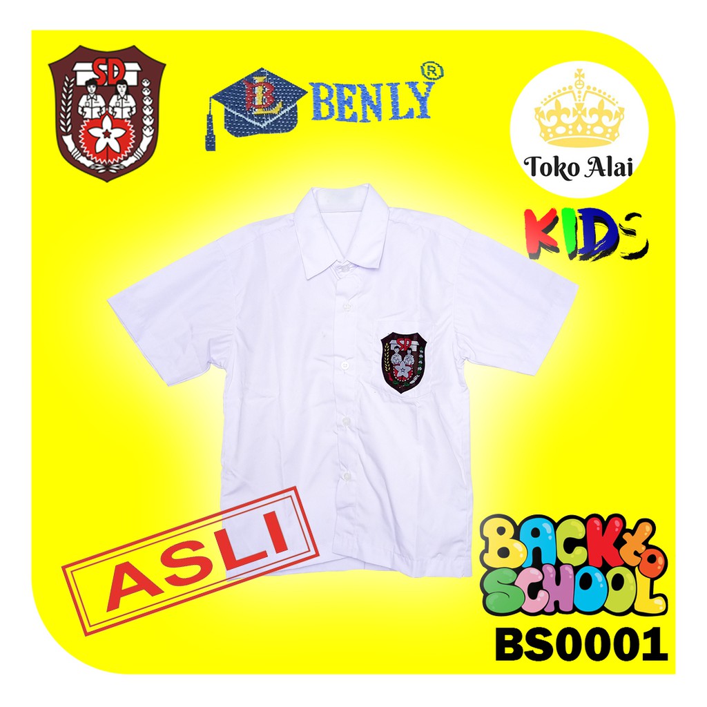 Baju Sekolah SD BENLY Lengan Pendek/ Baju Seragam SD Terbaru 