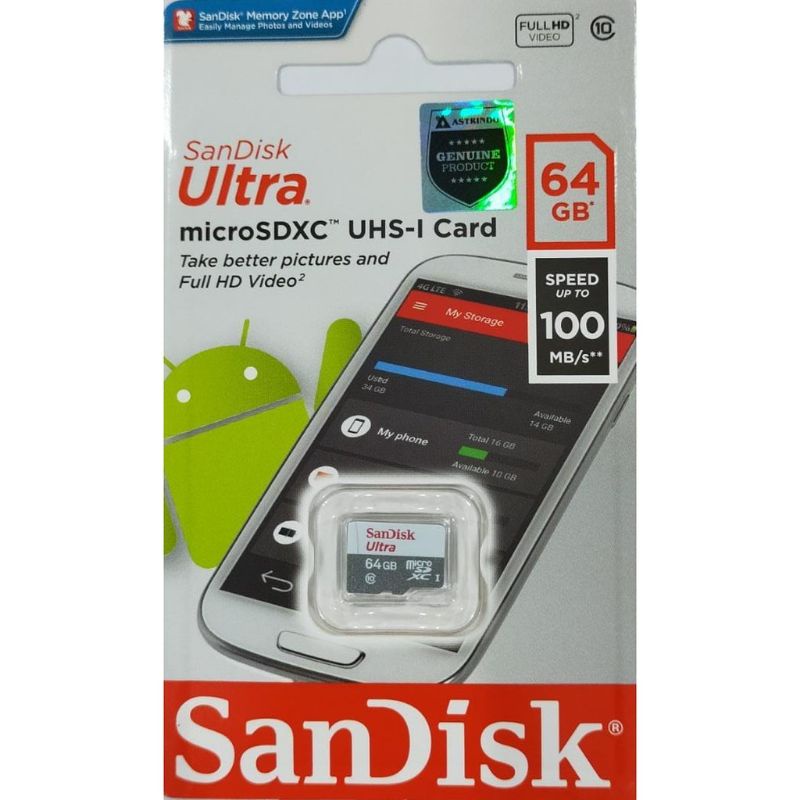 MICRO SD CARD 64GB 80 MB/SANDISK ULTRA SDSC UHS-1 CLASS 10