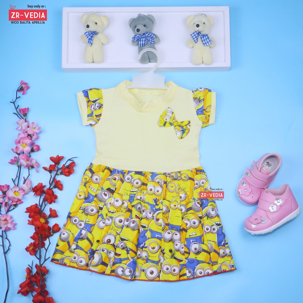 Dress Karin uk 1-2 Tahun /  Anak Perempuan Dres Lengan Murah Pesta Baju Gaun Pesta Import Baby