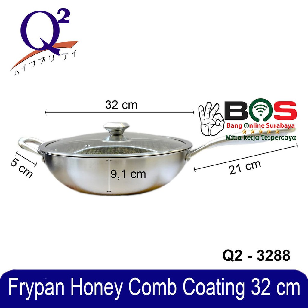 Panci Wajan Goreng Anti Lengket - Frypan Honeycomb Wok 32 CM Q2 3288