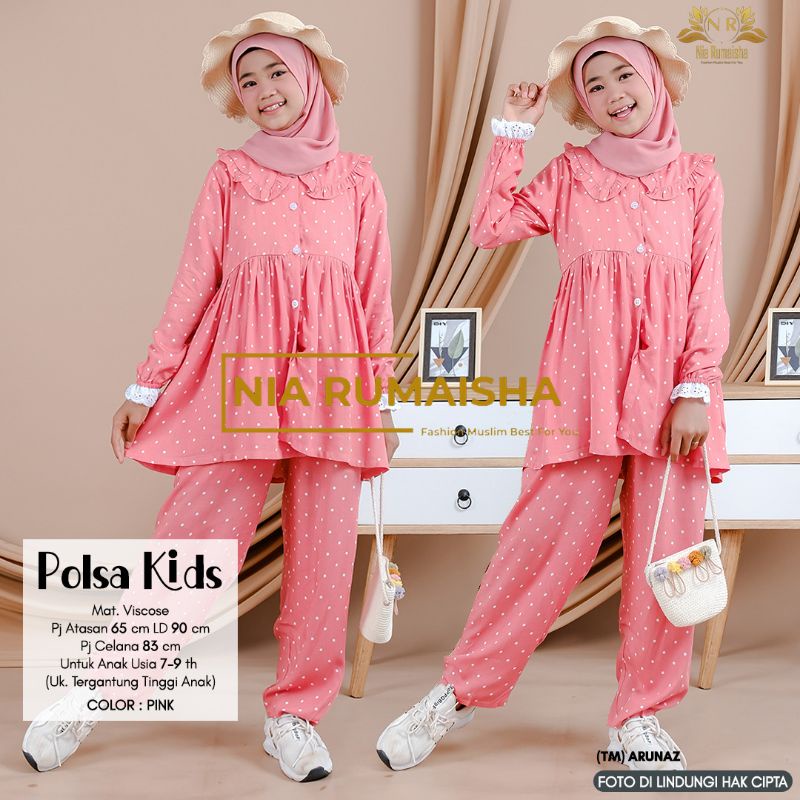 Setelan Anak #1 Motif Polsa / Falfa / Mia Rainbow / Gaida / Granada / Grenty / Shafa / Nagita / Metta / JK / Leopard / Khaula / Joela / Jihan / Jannah / Rasya / Rose / Jofa / Rinaya / Jannati / Ulfa / Moza Original Nia Rumaisha-Polsa pink