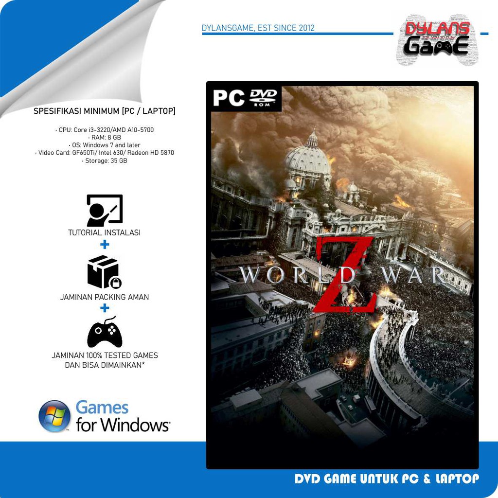 World War Z: Game of the Year Edition v1.70 + All DLCs Kaset DVD Game PC