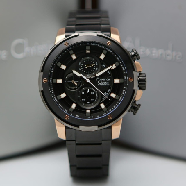 Jam Tangan Pria Alexandre Christie AC 6528 Rosegold Black Original Garansi Resmi 1 Tahun