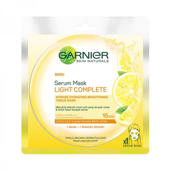 Promo   BUNDLING MASKER WAJAH GARNIER SERUM TISSUE MASK LIGHT COMPLETE LEMON FACE MASK KUNING