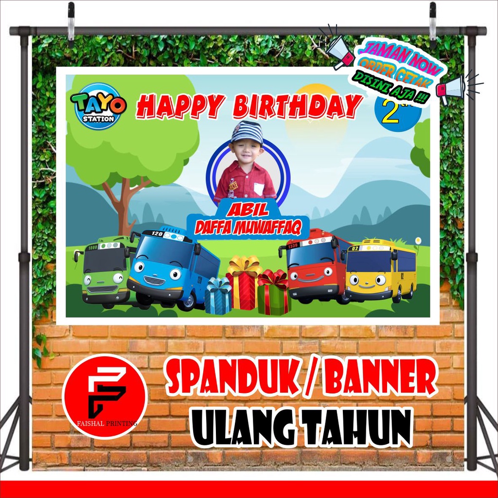 Spanduk / Banner / Backdrop Ulang Tahun Custom Tema tayo ukuran 1,2 x 0,8 m