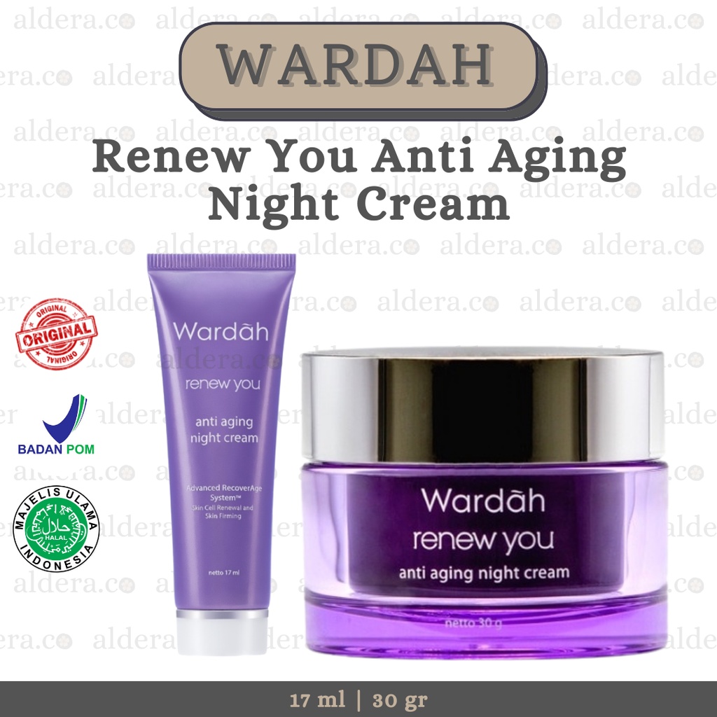 WARDAH Renew You Anti Aging Night Cream - Krim Malam Wardah Renew Anti Aging , Pelembab Malam Wardah