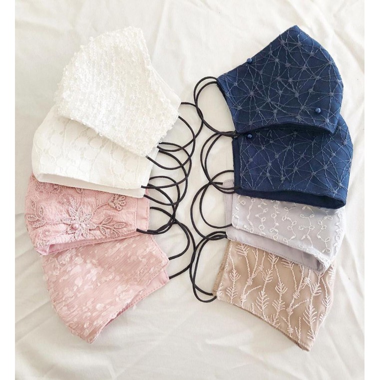 Masker fashion kain brokat payet cantik premium