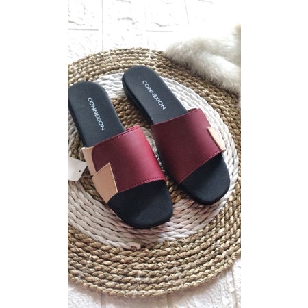 Sandal wanita/combi marun/slop conexon