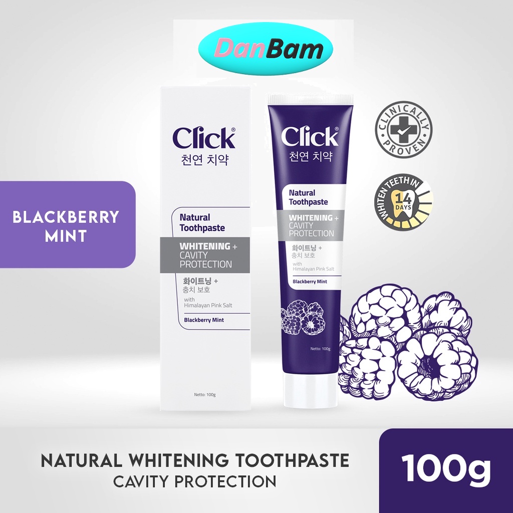 Click Natural Toothpaste Whitening + Cavity Protection Pasta Gigi Korea Blackberry Mint
