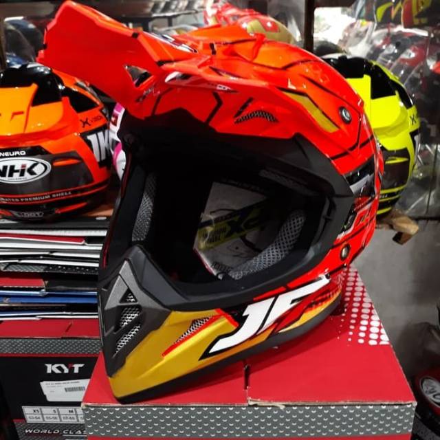 Helm Full Face Motorcross JPX Robot Orange Fluo
