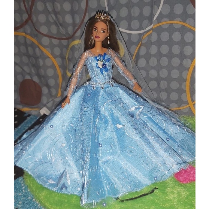 Gaun pengantin boneka barbie Blue-Handmade