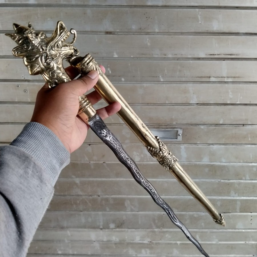 Tongkat Komando kepala naga bahan kuningan koleksi unik antik